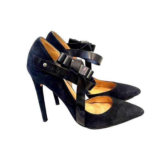 LAMB by Gwen Stefani womens shoes black suede 5' heel - Picture 1 of 14